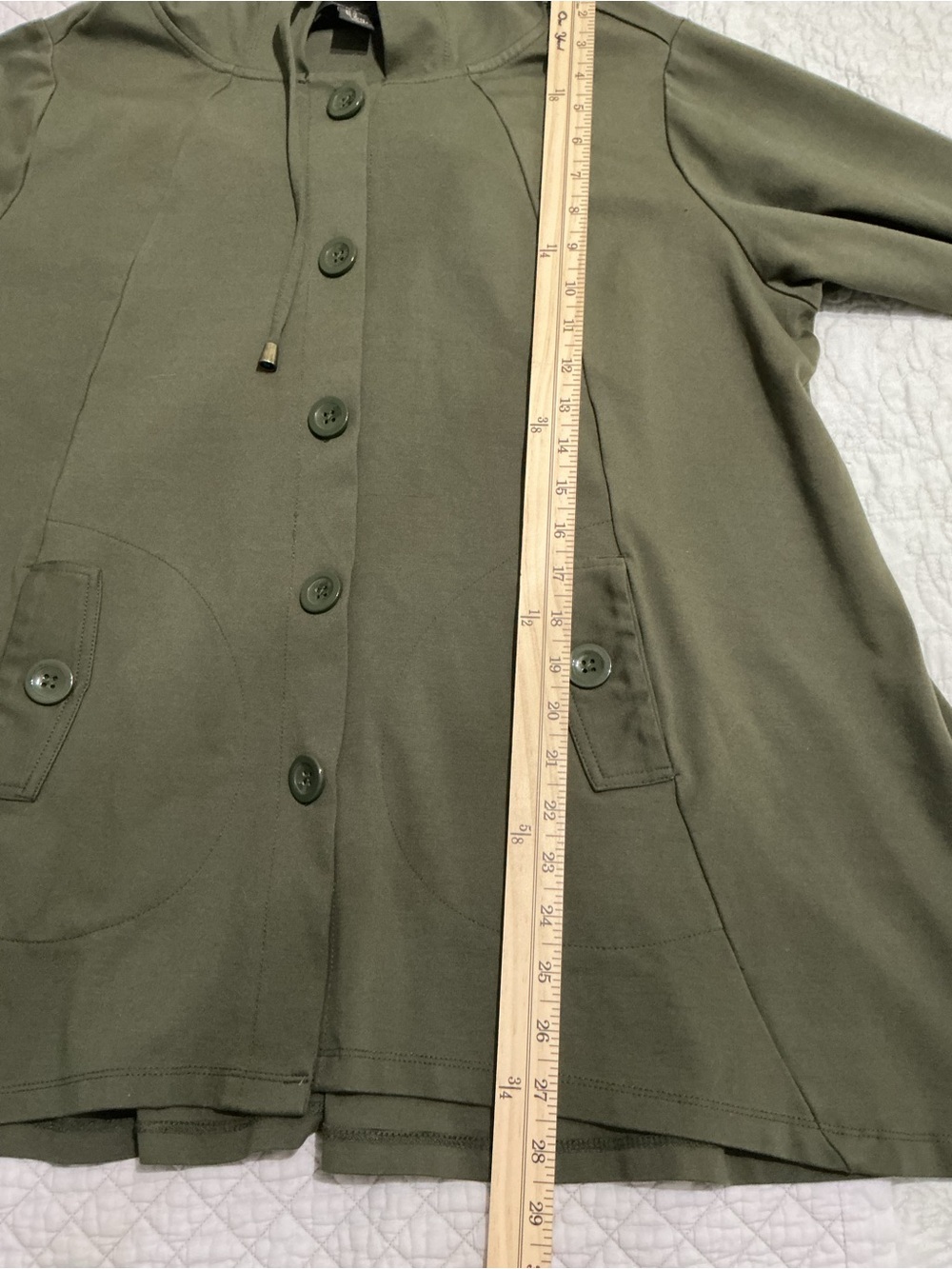 Christian Siriano Olive Green Hooded Button-Front Swing Jacket Plus Size 1X - Picture 6 of 8